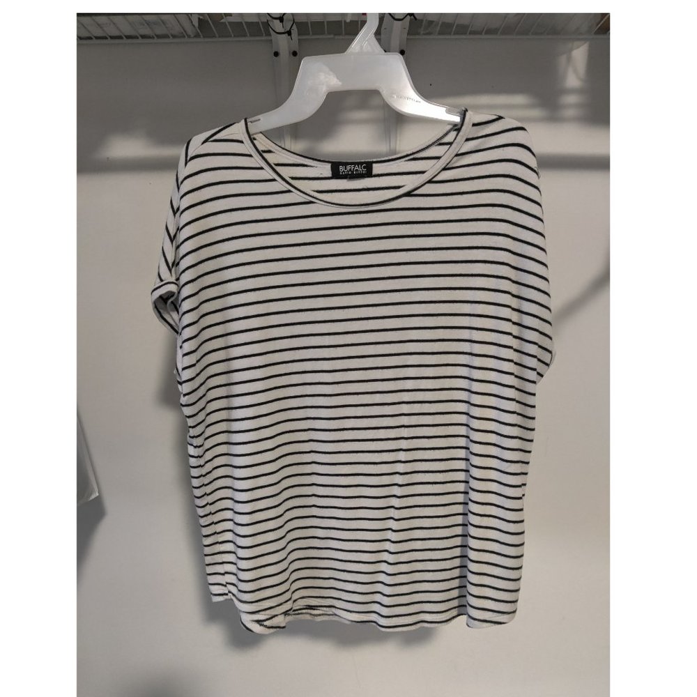 USED Buffalo David Bitton Women's French Terry Short Sleeve Tee Sz S $40 FFF249
